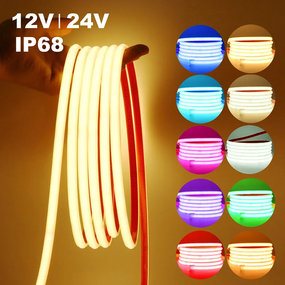Ruban LED Néon Flexible Étanche IP68, 12V/24V, 320 LED, 10 Couleurs, 0,5m à 5m - Image 1