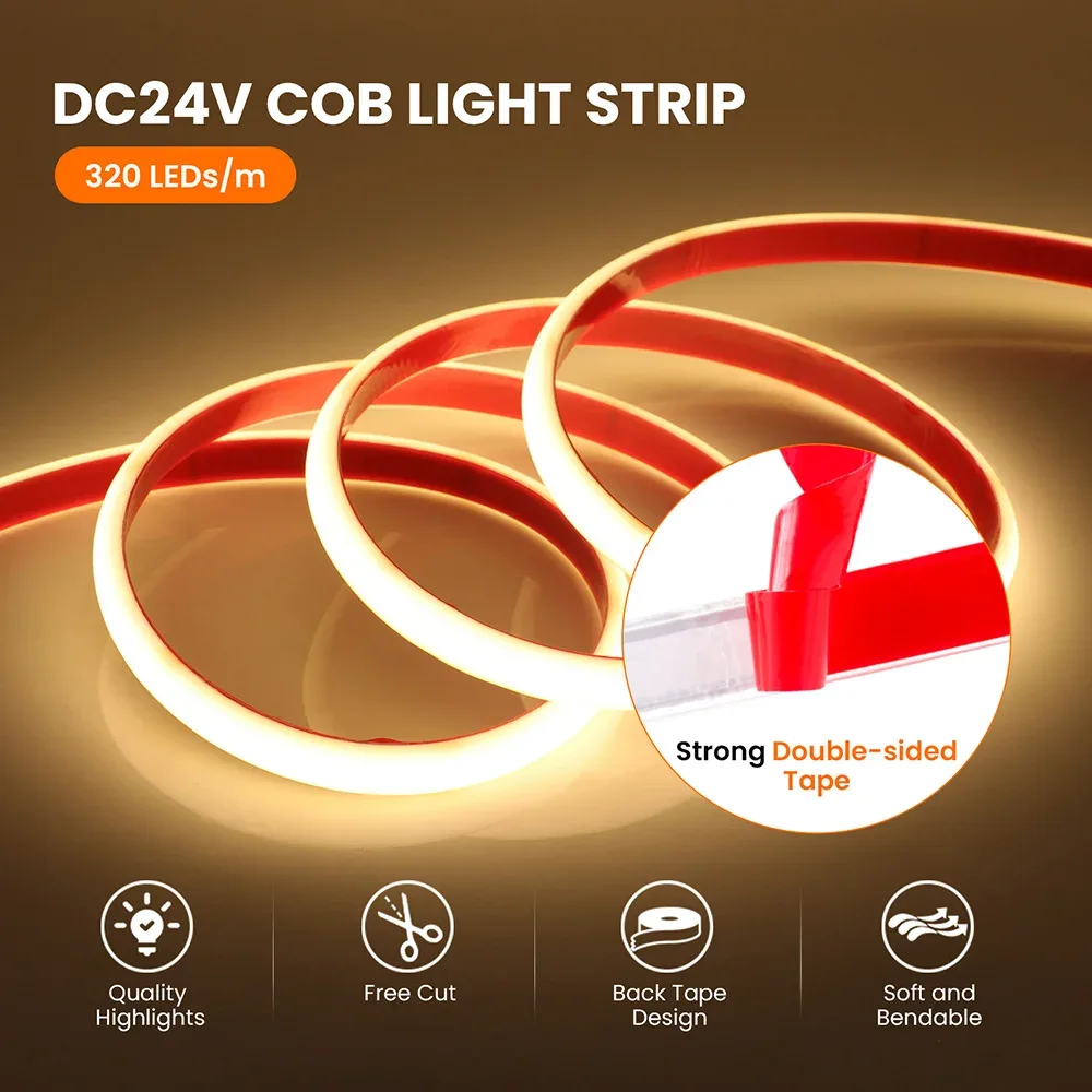 Ruban LED Néon Flexible Étanche IP68, 12V/24V, 320 LED, 10 Couleurs, 0,5m à 5m - Image 3