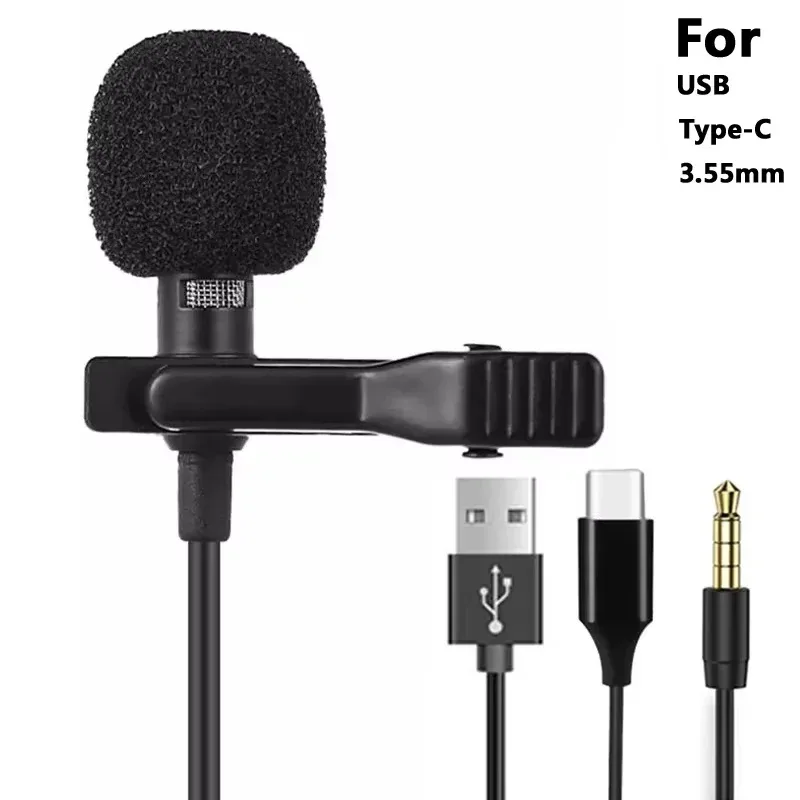 Microphone cravate filaire à condensateur (Jack 3,5 mm et USB-C)
