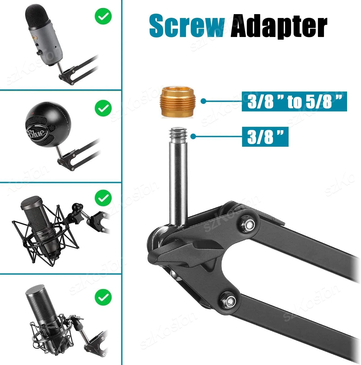 Bras articulé professionnel pour microphone de bureau - Compatible SM7B, AM8, A8, A6V, K658, K688, K669 - Image 6