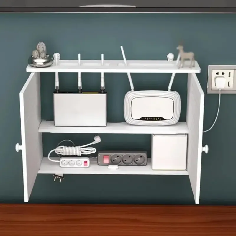 Étagère murale pour routeur Wi-Fi et organisateur de câbles sans perçage slide 2