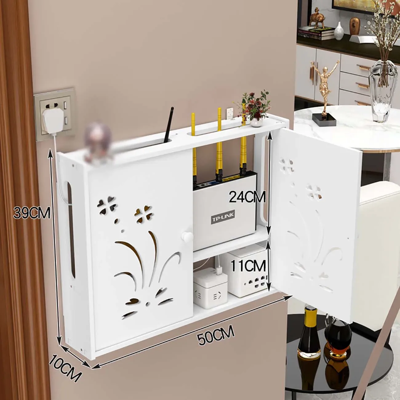Étagère murale pour routeur Wi-Fi et organisateur de câbles sans perçage slide 32