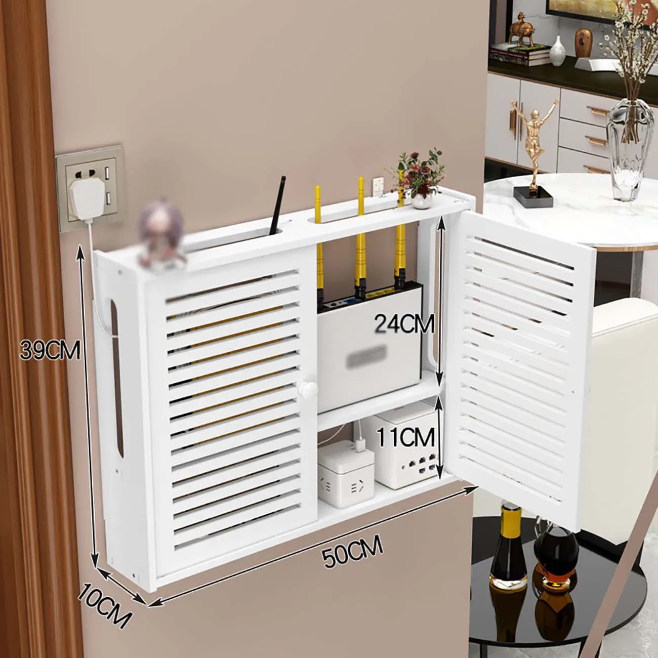 Étagère murale pour routeur Wi-Fi et organisateur de câbles sans perçage slide 21