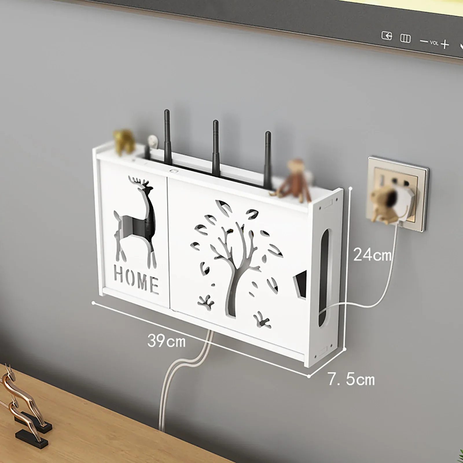 Étagère murale pour routeur Wi-Fi et organisateur de câbles sans perçage slide 27