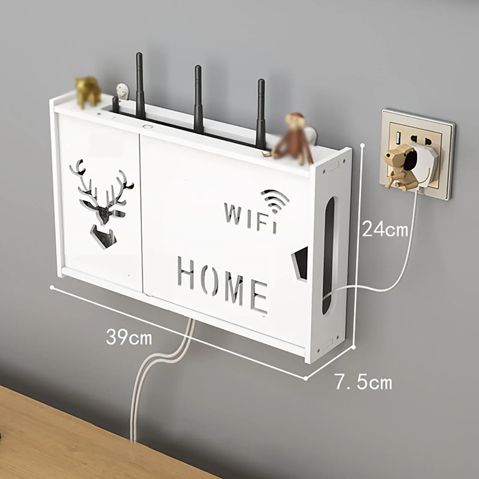 Étagère murale pour routeur Wi-Fi et organisateur de câbles sans perçage slide 28