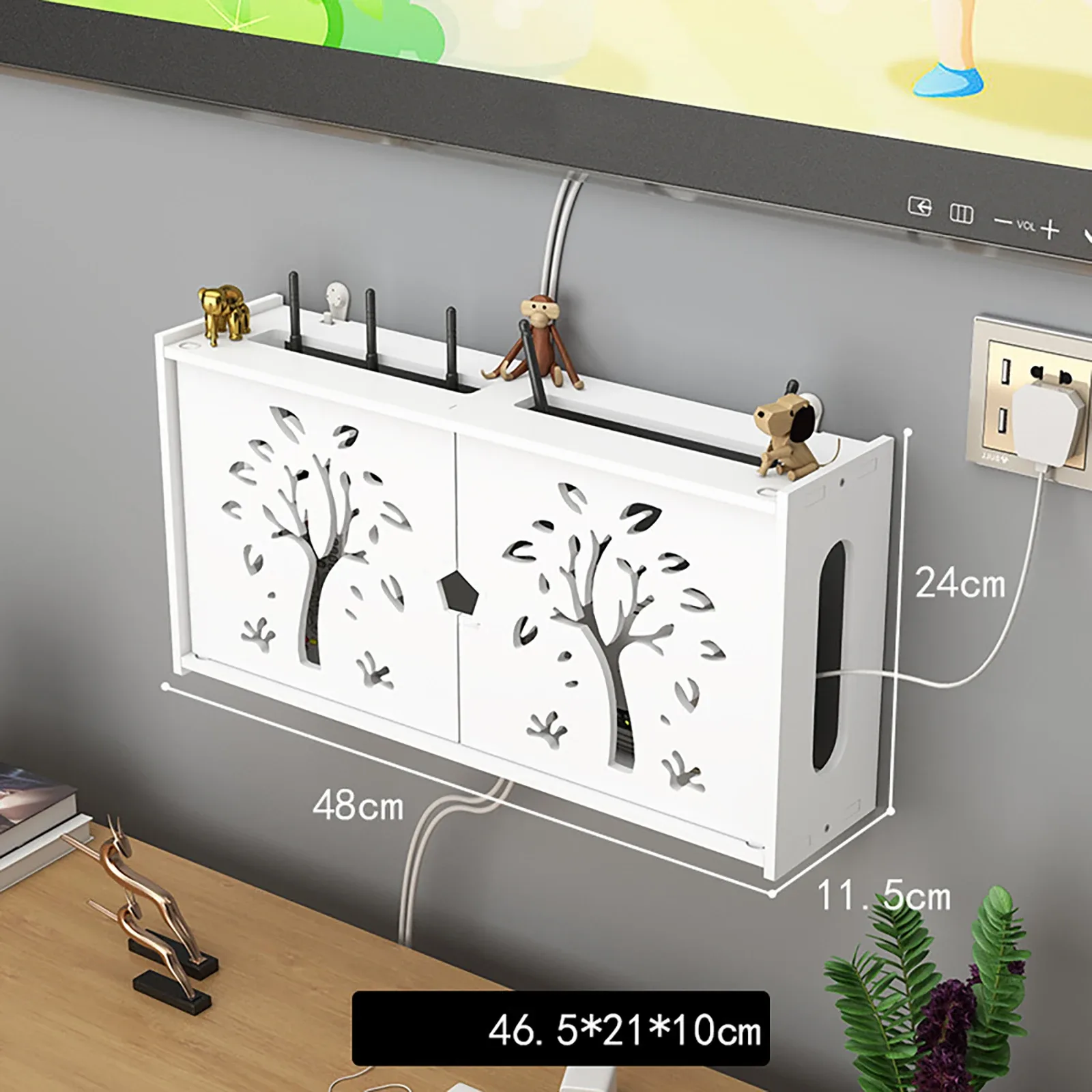 Étagère murale pour routeur Wi-Fi et organisateur de câbles sans perçage slide 14