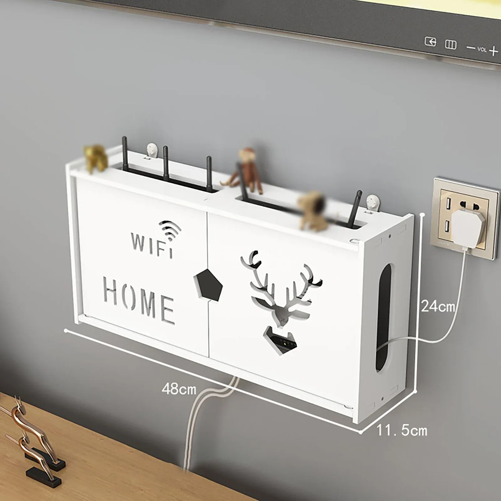 Étagère murale pour routeur Wi-Fi et organisateur de câbles sans perçage slide 15