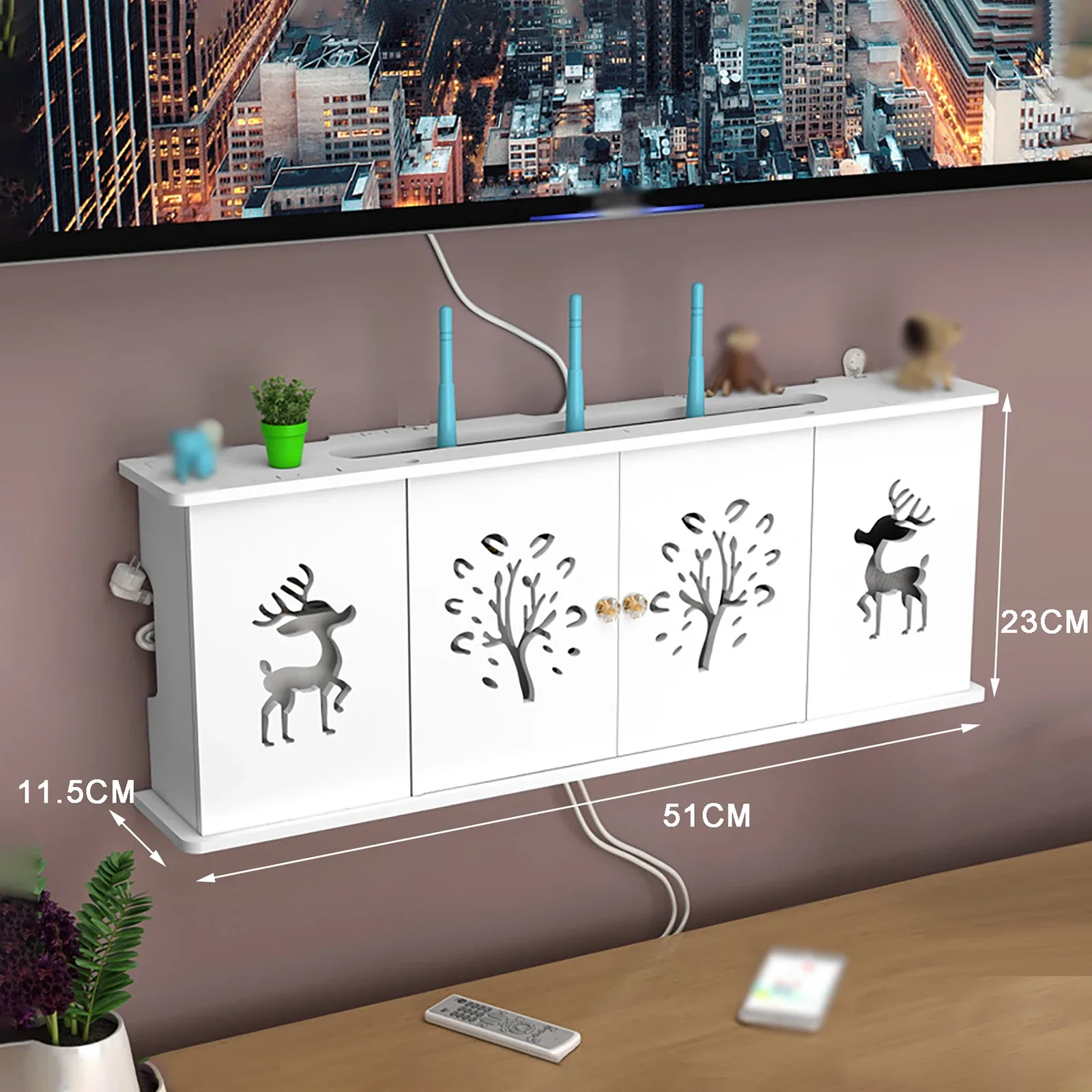 Étagère murale pour routeur Wi-Fi et organisateur de câbles sans perçage slide 17