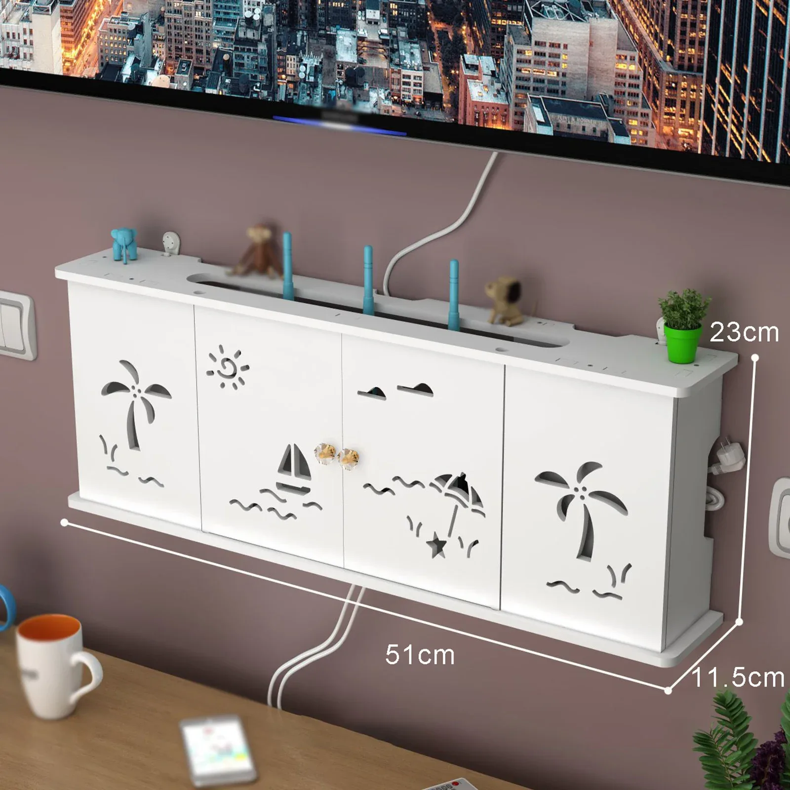 Étagère murale pour routeur Wi-Fi et organisateur de câbles sans perçage slide 18