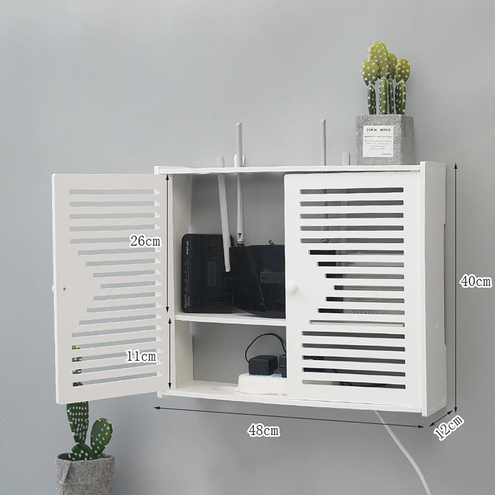 Étagère murale pour routeur Wi-Fi et organisateur de câbles sans perçage slide 19