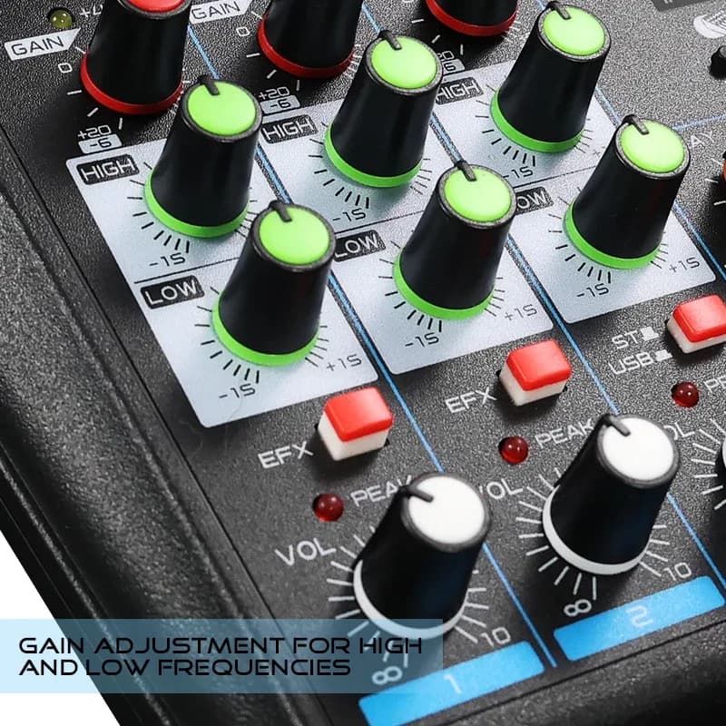 Console de mixage professionnelle 4 canaux avec Bluetooth, USB et alimentation fantôme 48 V - Image 5