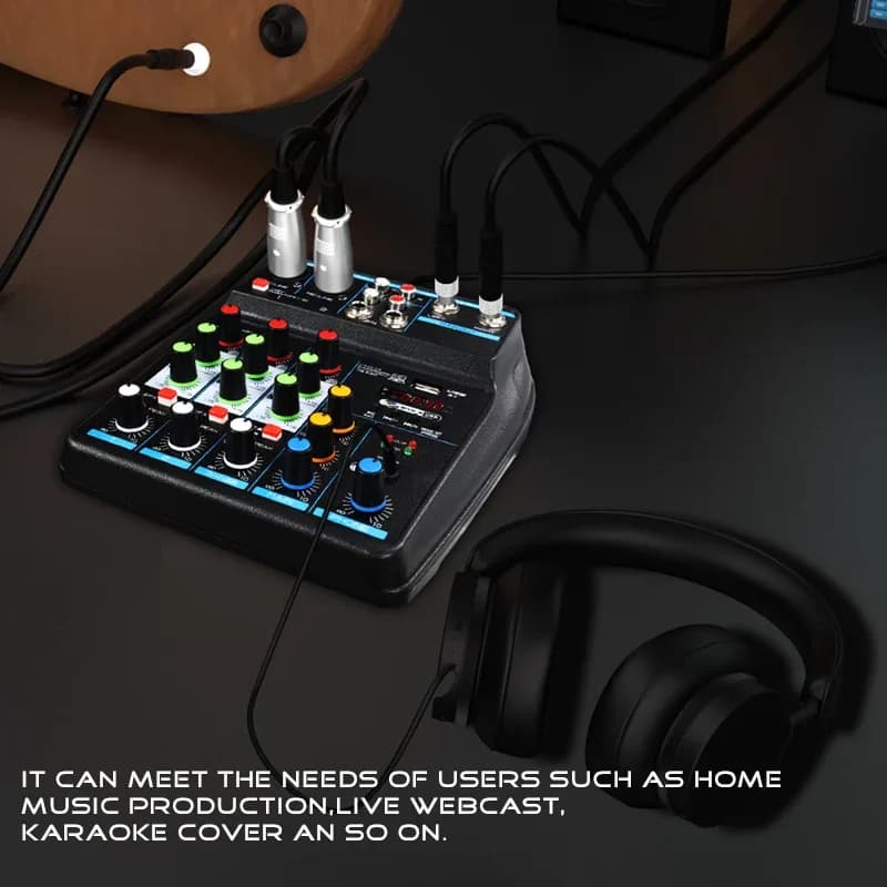 Console de mixage professionnelle 4 canaux avec Bluetooth, USB et alimentation fantôme 48 V - Image 2