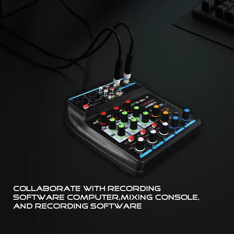 Console de mixage professionnelle 4 canaux avec Bluetooth, USB et alimentation fantôme 48 V - Image 3