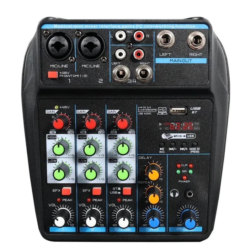 Console de mixage professionnelle 4 canaux avec Bluetooth, USB et alimentation fantôme 48 V slide 7
