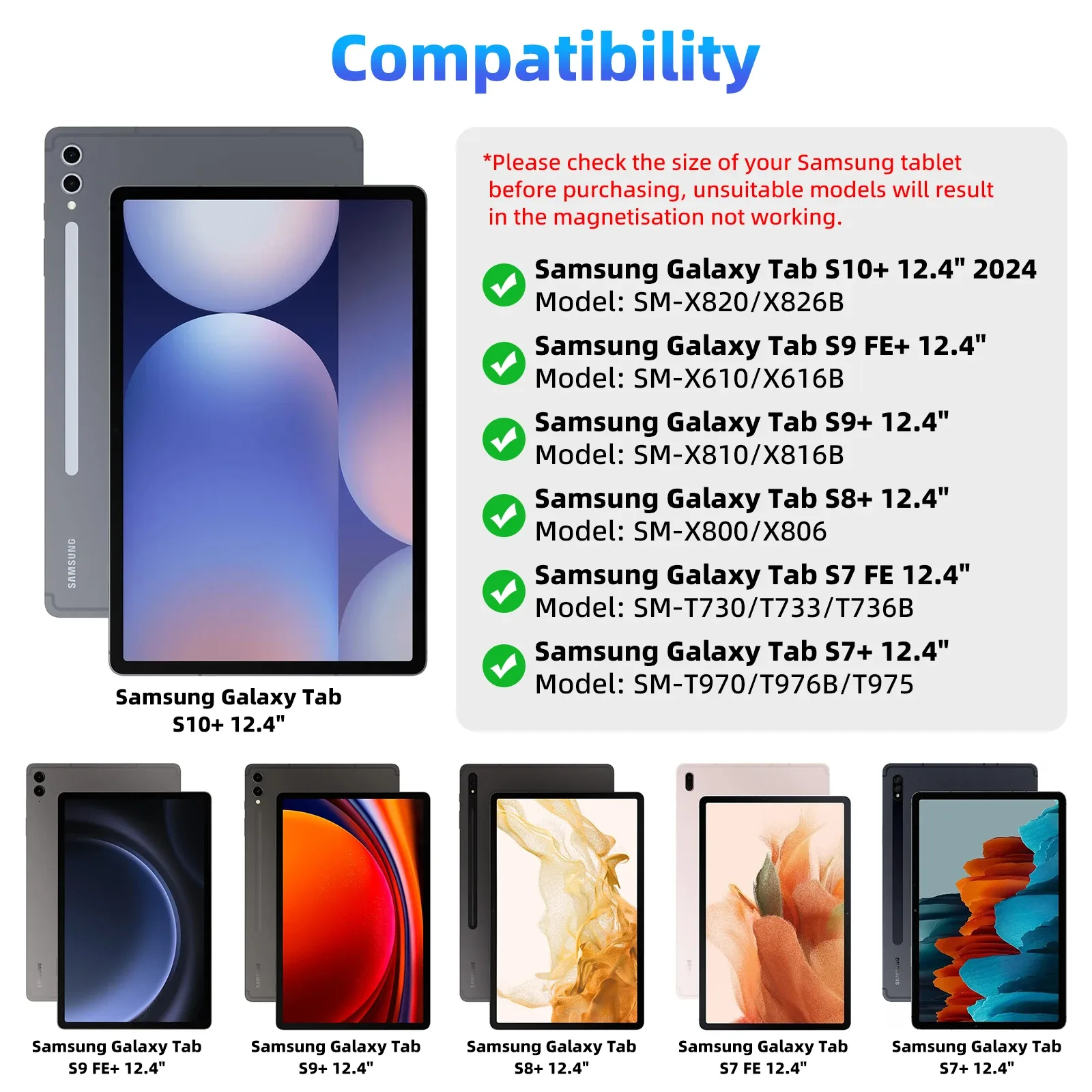 Clavier Magnétique Flottant pour Samsung Galaxy Tab S10+ / S9+ / S9 / S9 FE / S8 / S7 avec Pavé Tactile et Emplacement S Pen - Image 2