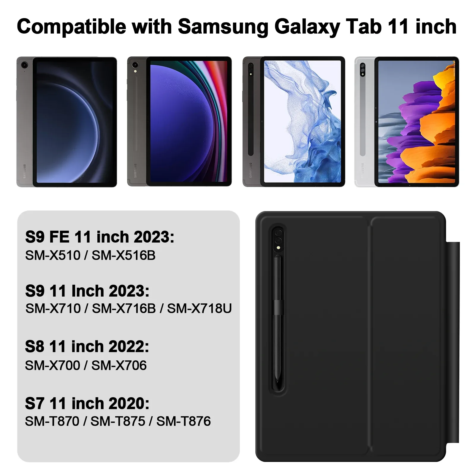 Clavier Magnétique Flottant pour Samsung Galaxy Tab S10+ / S9+ / S9 / S9 FE / S8 / S7 avec Pavé Tactile et Emplacement S Pen - Image 3