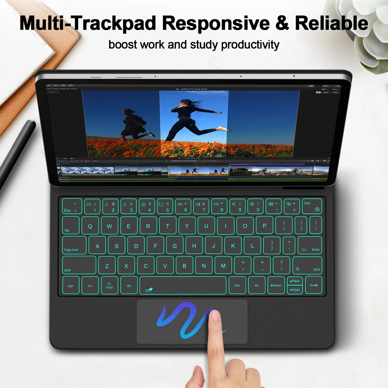 Clavier Magnétique Flottant pour Samsung Galaxy Tab S10+ / S9+ / S9 / S9 FE / S8 / S7 avec Pavé Tactile et Emplacement S Pen - Image 5
