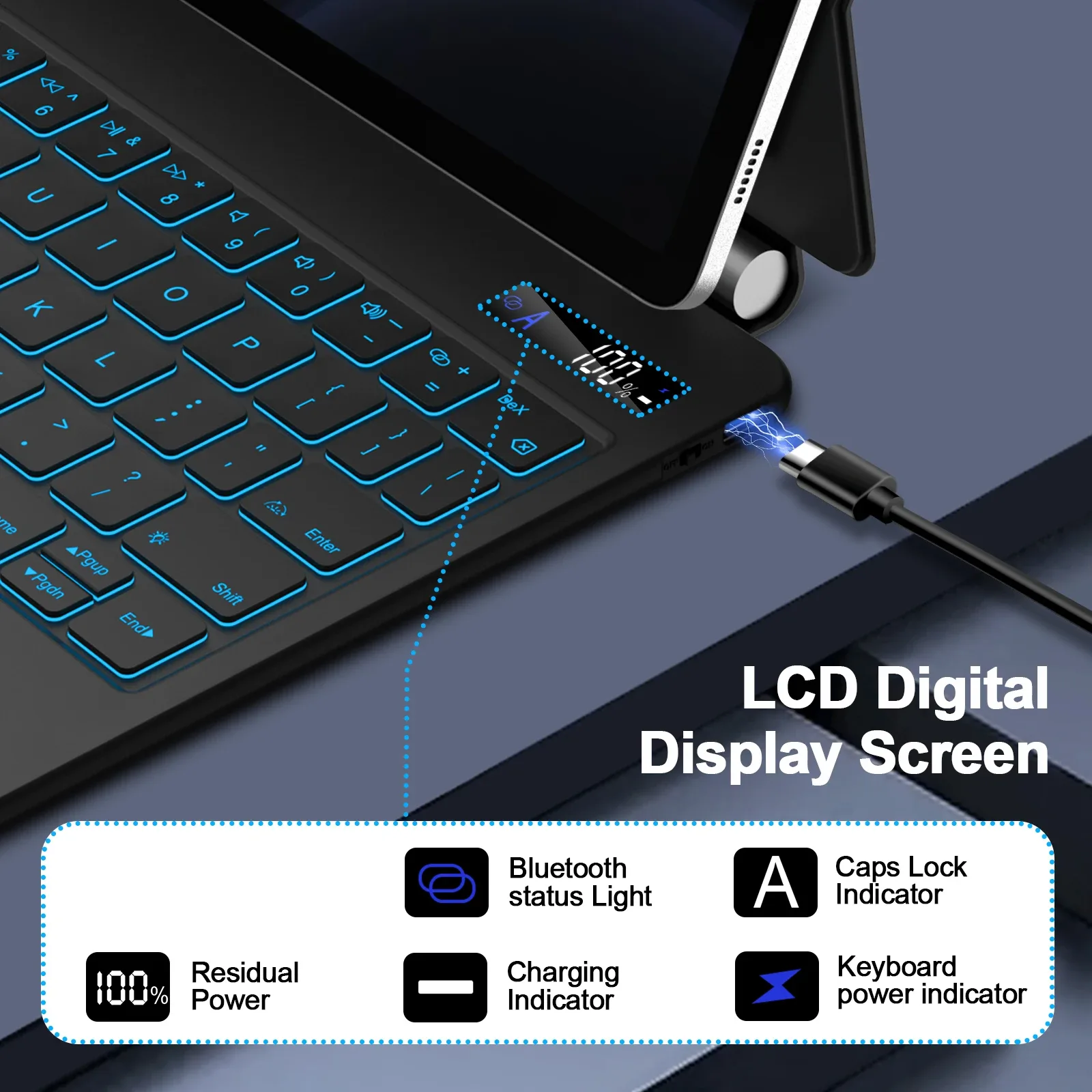 Clavier Magnétique Flottant pour Samsung Galaxy Tab S10+ / S9+ / S9 / S9 FE / S8 / S7 avec Pavé Tactile et Emplacement S Pen - Image 6