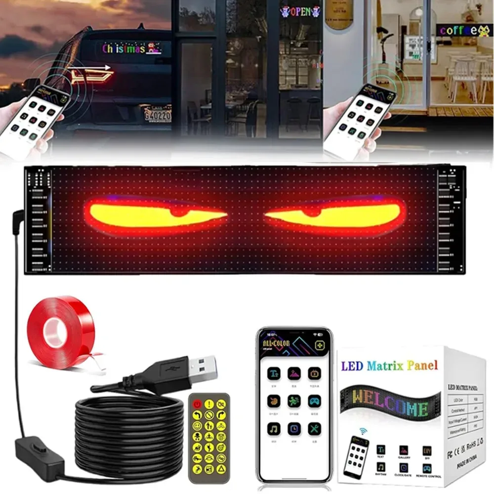Écran LED Matriciel Flexible "Yeux de Diable" pour Voiture - Contrôle via Application - Image 2