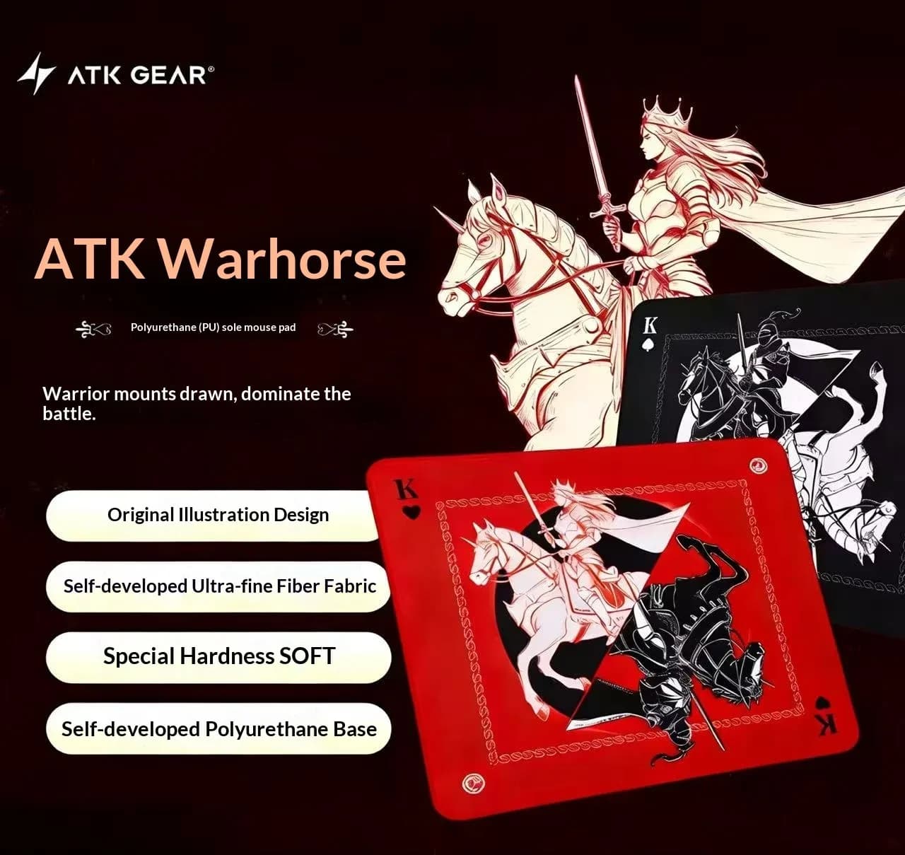 Tapis de souris gaming ATK Warhorse Battle Riding - Illustration originale - Fearless Contract Delta - Image 1