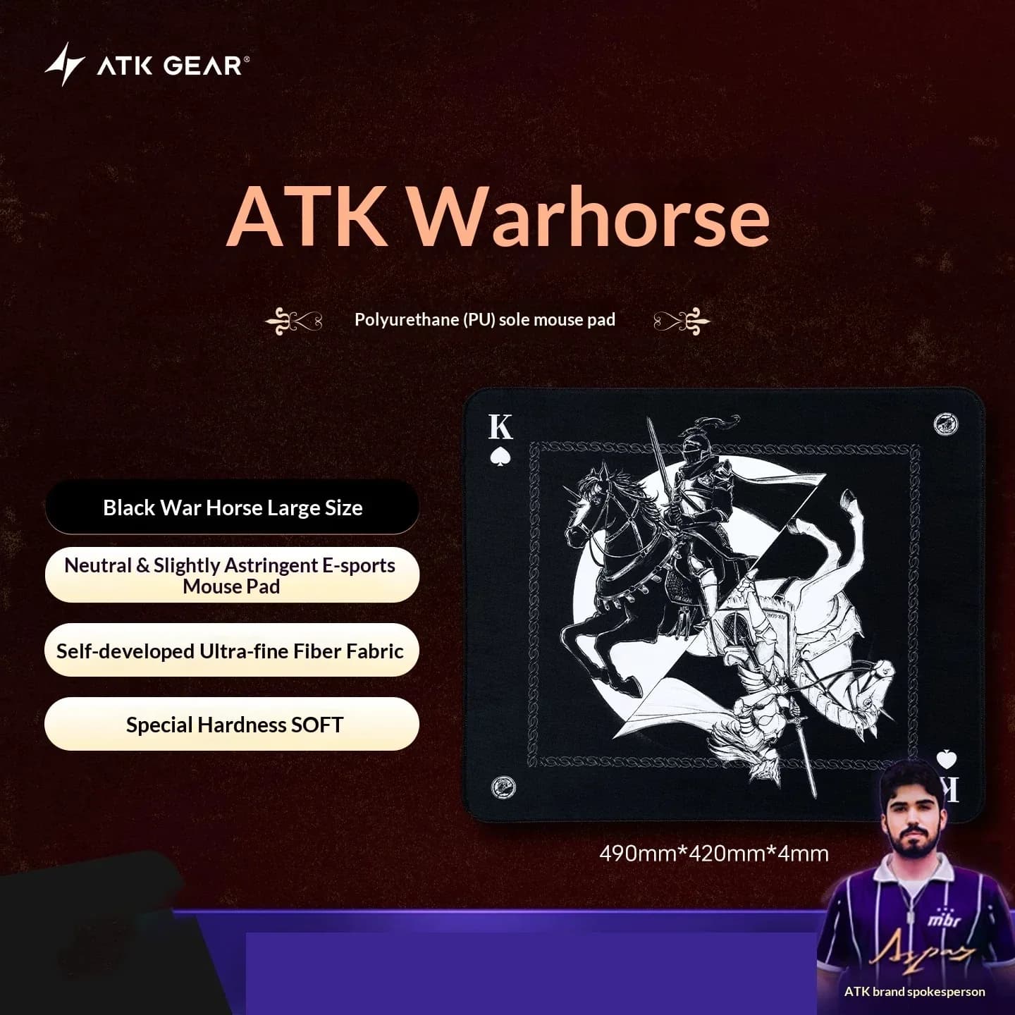 Tapis de souris gaming ATK Warhorse Battle Riding - Illustration originale - Fearless Contract Delta slide 7