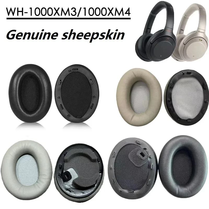 Coussinets d'oreille en peau de mouton véritable pour Sony WH-1000XM3 et WH-1000XM4 - Image 1