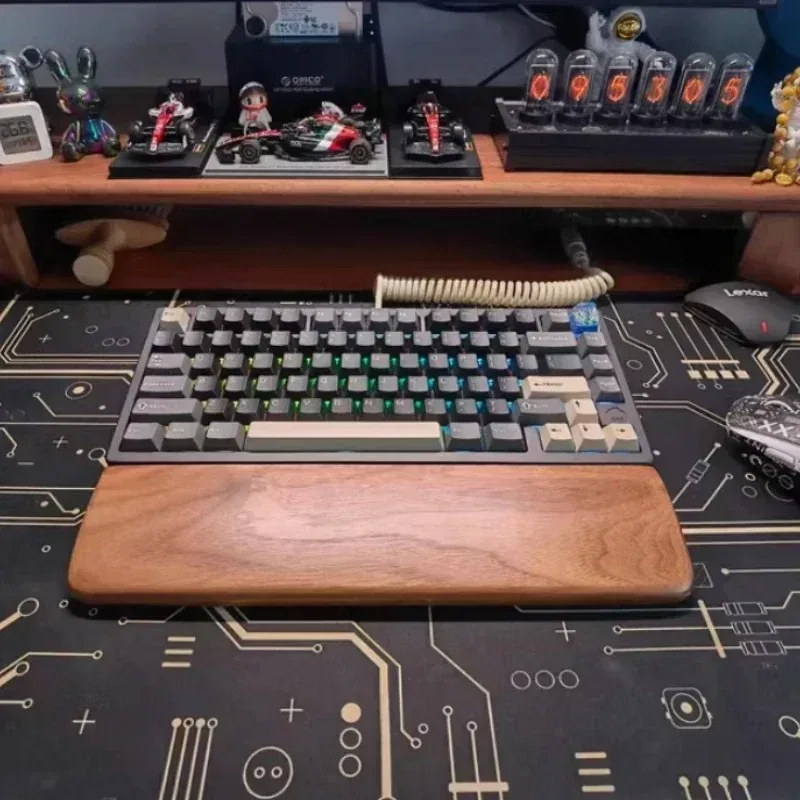 Repose-poignet en bois de noyer massif pour clavier mécanique - Image 1