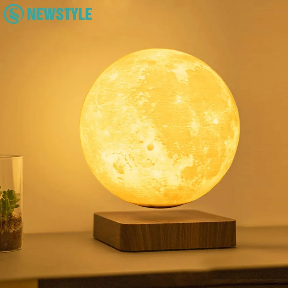 Lampe lune à lévitation magnétique avec rotation à 360° et 3 modes de couleur