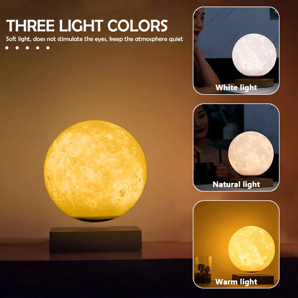 Lampe lune à lévitation magnétique avec rotation à 360° et 3 modes de couleur - Image 2
