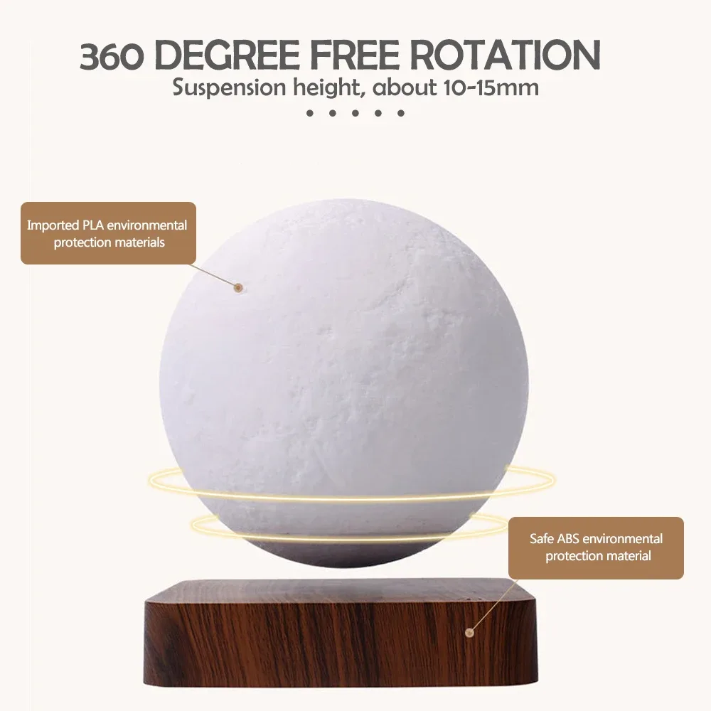 Lampe lune à lévitation magnétique avec rotation à 360° et 3 modes de couleur - Image 3