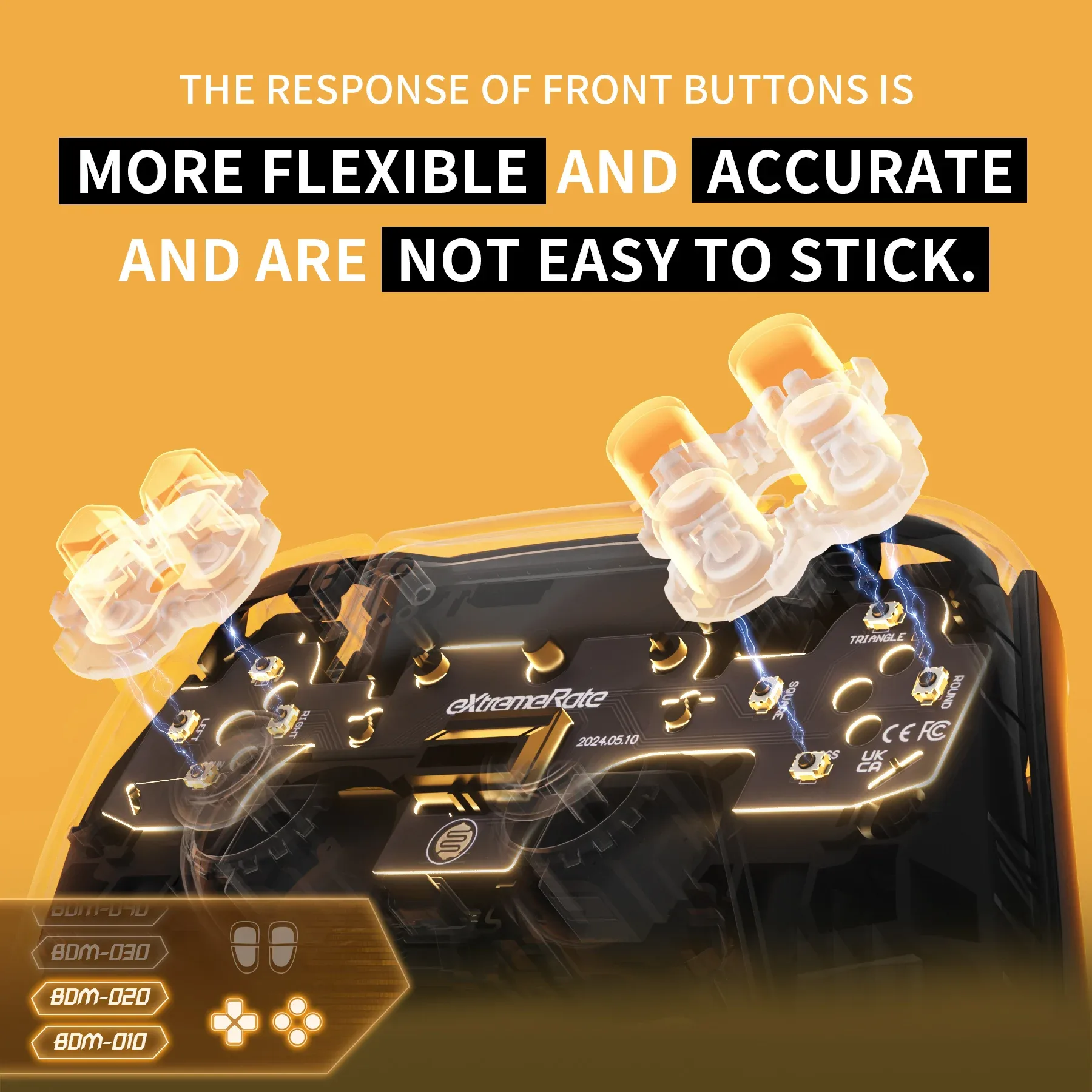 eXtremeRate Face Clicky Kit V3 pour Manette PS5 (BDM-010 & BDM-020) - Boutons d'Action et Croix Directionnelle Tactiles - Image 4