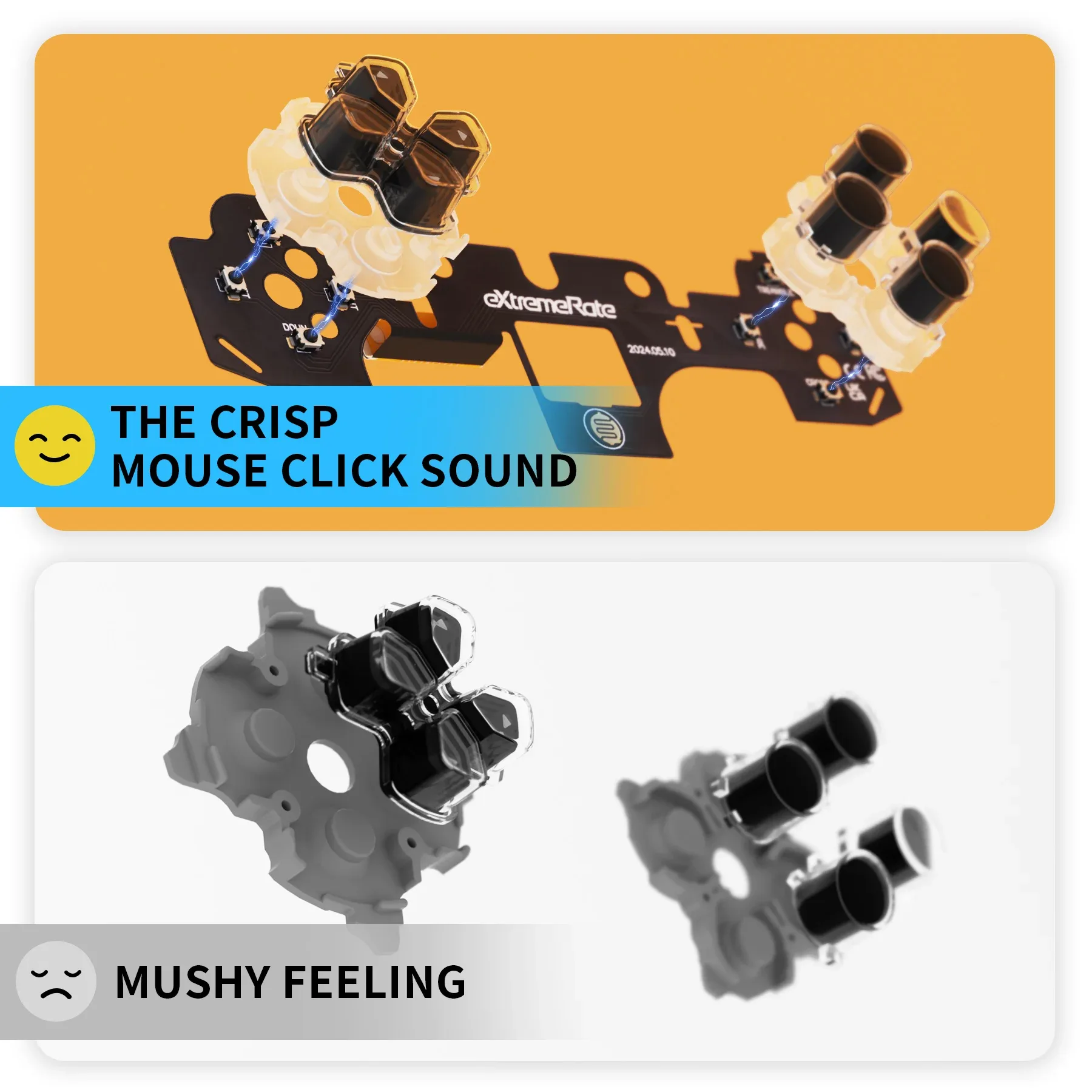 eXtremeRate Face Clicky Kit V3 pour Manette PS5 (BDM-010 & BDM-020) - Boutons d'Action et Croix Directionnelle Tactiles - Image 3