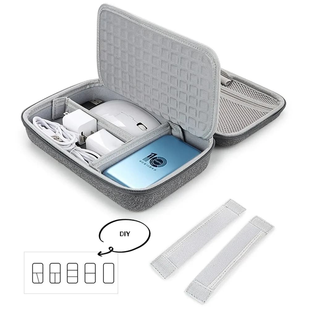 Sacoche de rangement grande capacité pour accessoires électroniques, tablette et câbles slide 3