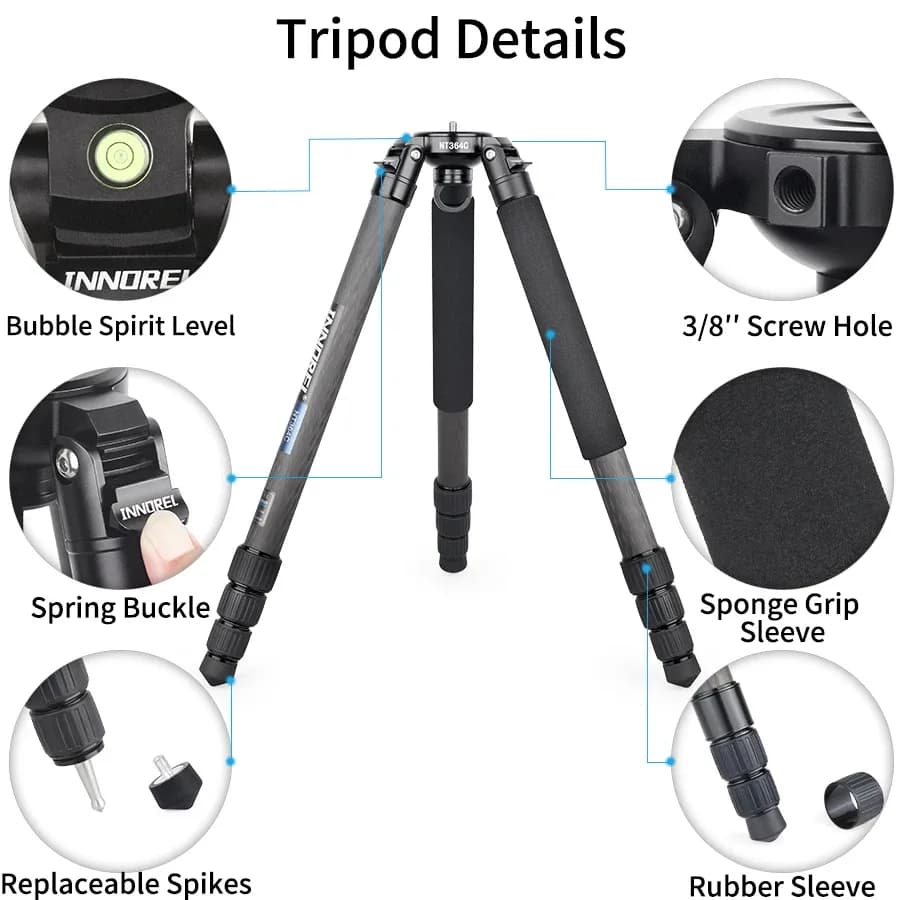 INNOREL NT364C - Trépied professionnel en fibre de carbone avec adaptateur bol 75 mm slide 5