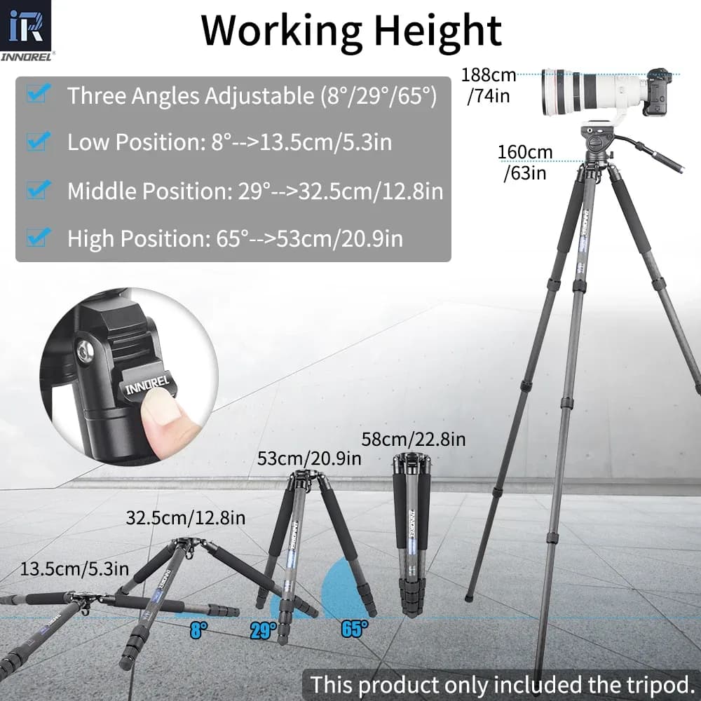 INNOREL NT364C - Trépied professionnel en fibre de carbone avec adaptateur bol 75 mm slide 6