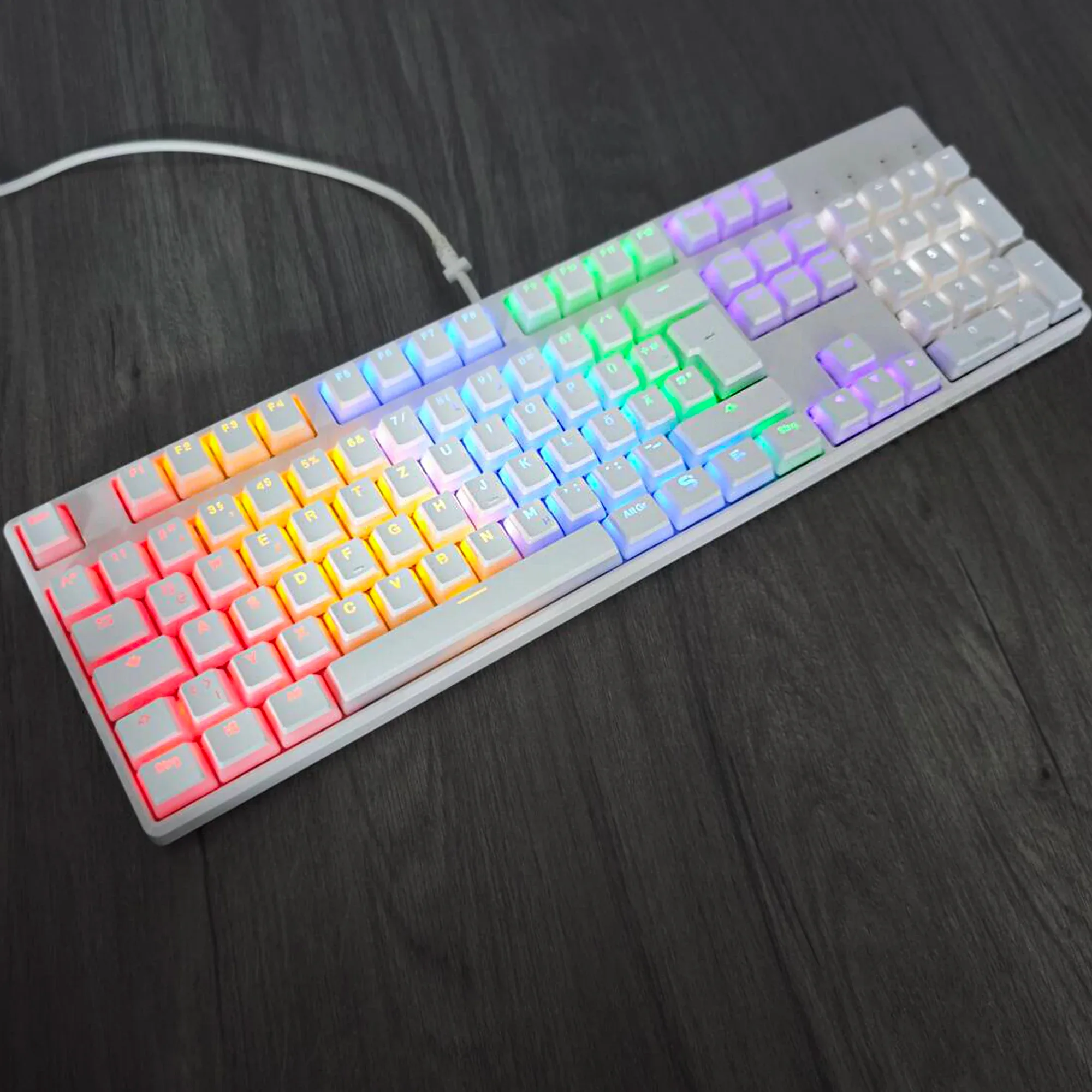 YMDK Touches de Clavier Pudding PBT Double-Shot - ISO Allemand (QWERTZ) - Profil OEM - Noir et Blanc