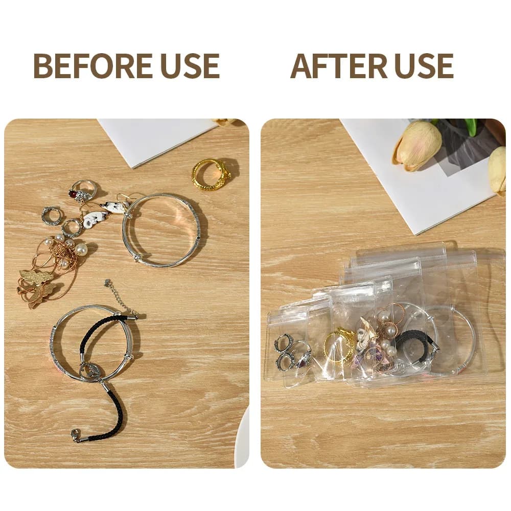 Pochettes de rangement anti-oxydation pour bijoux en PVC transparent - Refermables slide 6