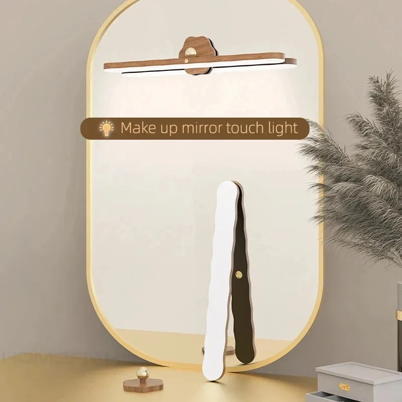 Lampe de chevet LED en bois avec miroir tactile, rechargeable et magnétique - Image 5
