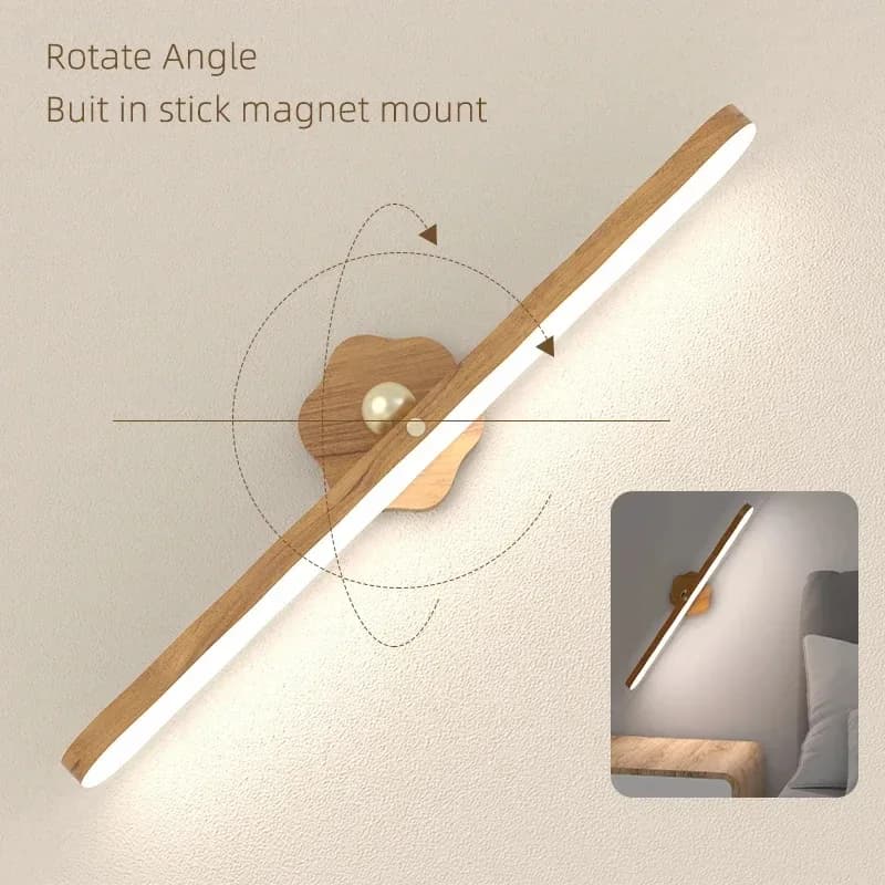 Lampe de chevet LED en bois avec miroir tactile, rechargeable et magnétique - Image 2