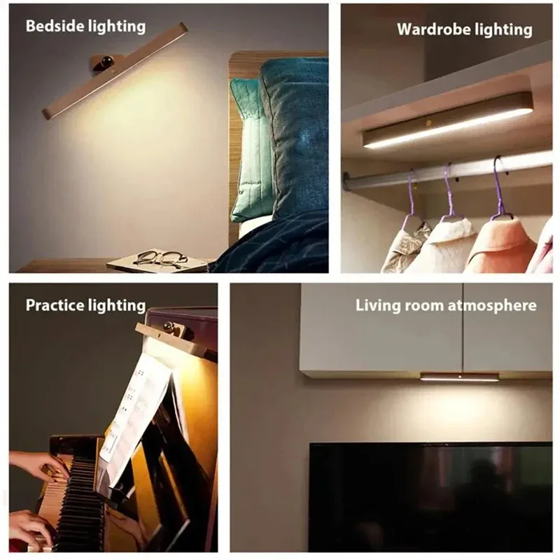 Lampe de chevet LED en bois avec miroir tactile, rechargeable et magnétique - Image 1