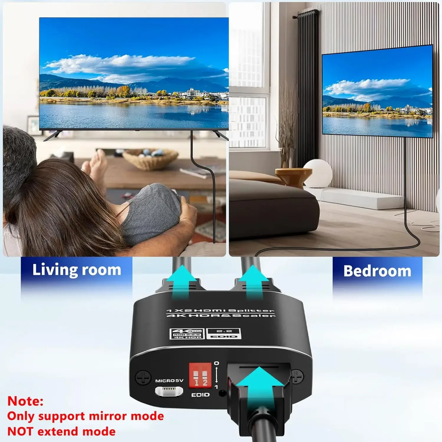 Répartiteur HDMI 4K 60Hz HDR (1 entrée 2 sorties) avec HDCP 2.2 et Gestion EDID slide 3