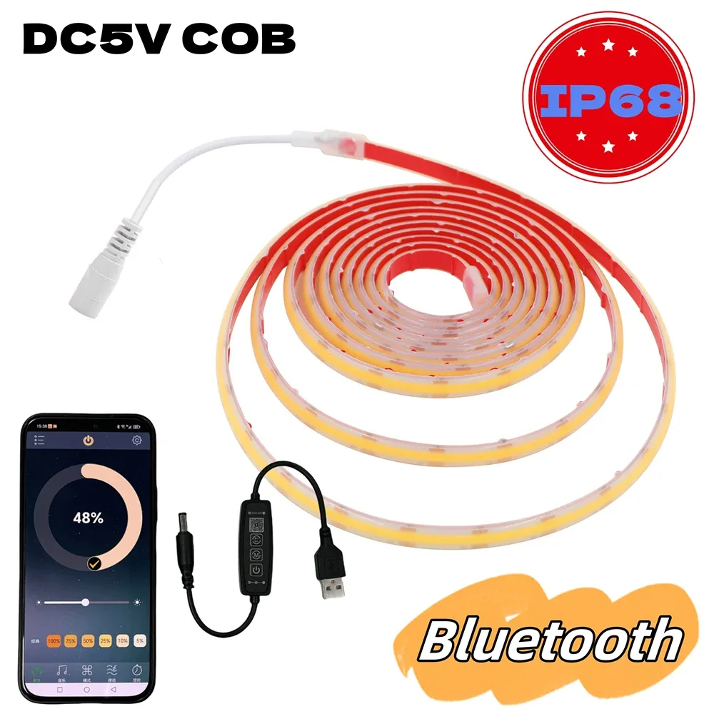 Kit Ruban LED COB 5V IP68 Étanche - Wi-Fi & Bluetooth - Télécommande 11 Touches - 320 LED - Blanc slide 8