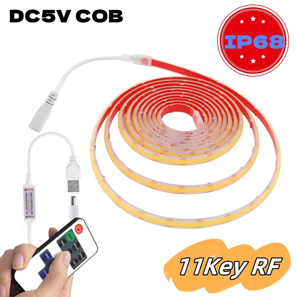 Kit Ruban LED COB 5V IP68 Étanche - Wi-Fi & Bluetooth - Télécommande 11 Touches - 320 LED - Blanc slide 7
