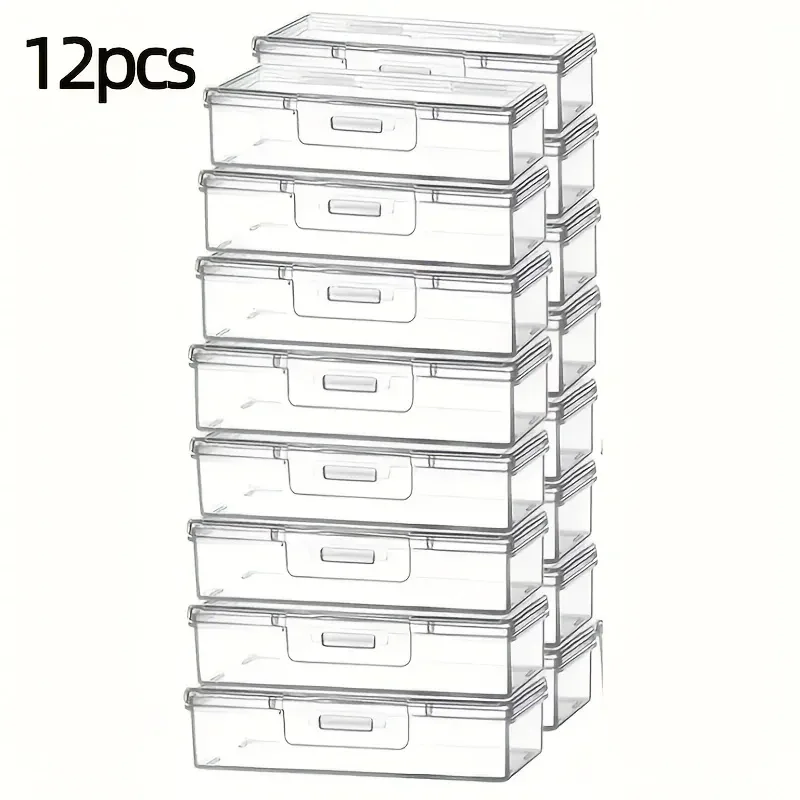 Lot de 12 boîtes de rangement transparentes avec couvercles pour bijoux