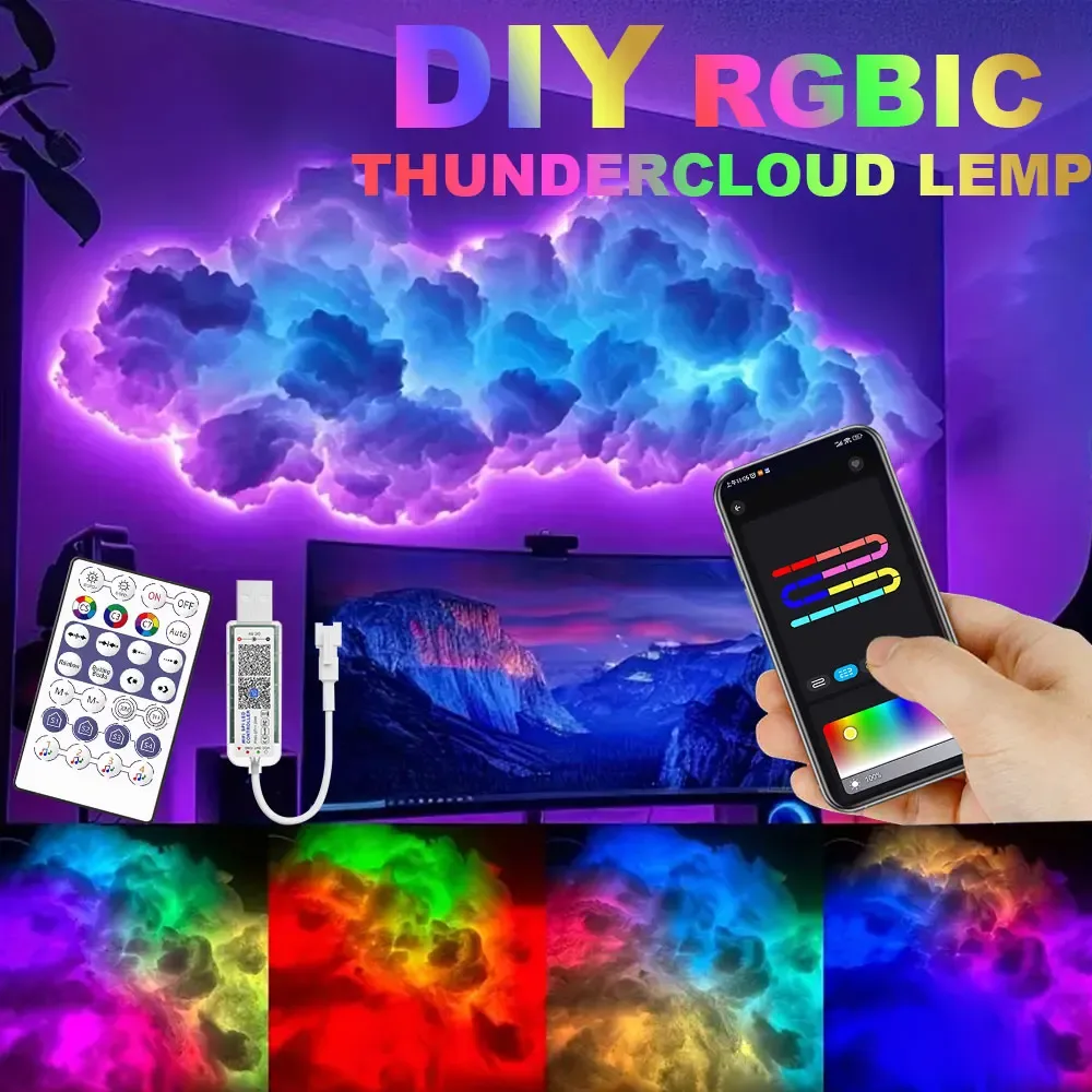Luminaire LED Nuage 3D Intelligent avec Effet Éclair et Synchronisation Musicale - Image 1