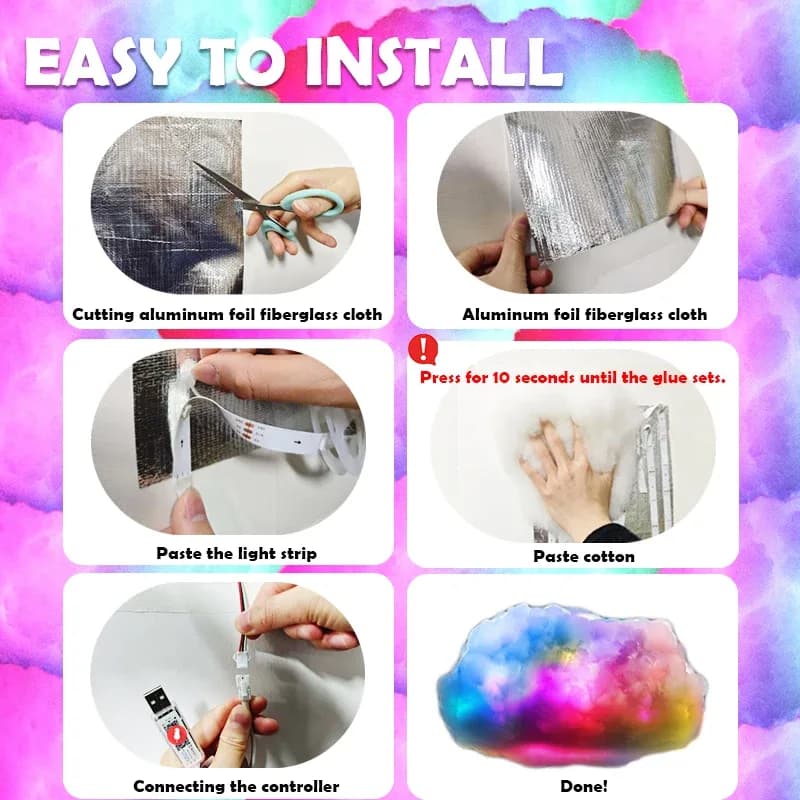 Luminaire LED Nuage 3D Intelligent avec Effet Éclair et Synchronisation Musicale - Image 6