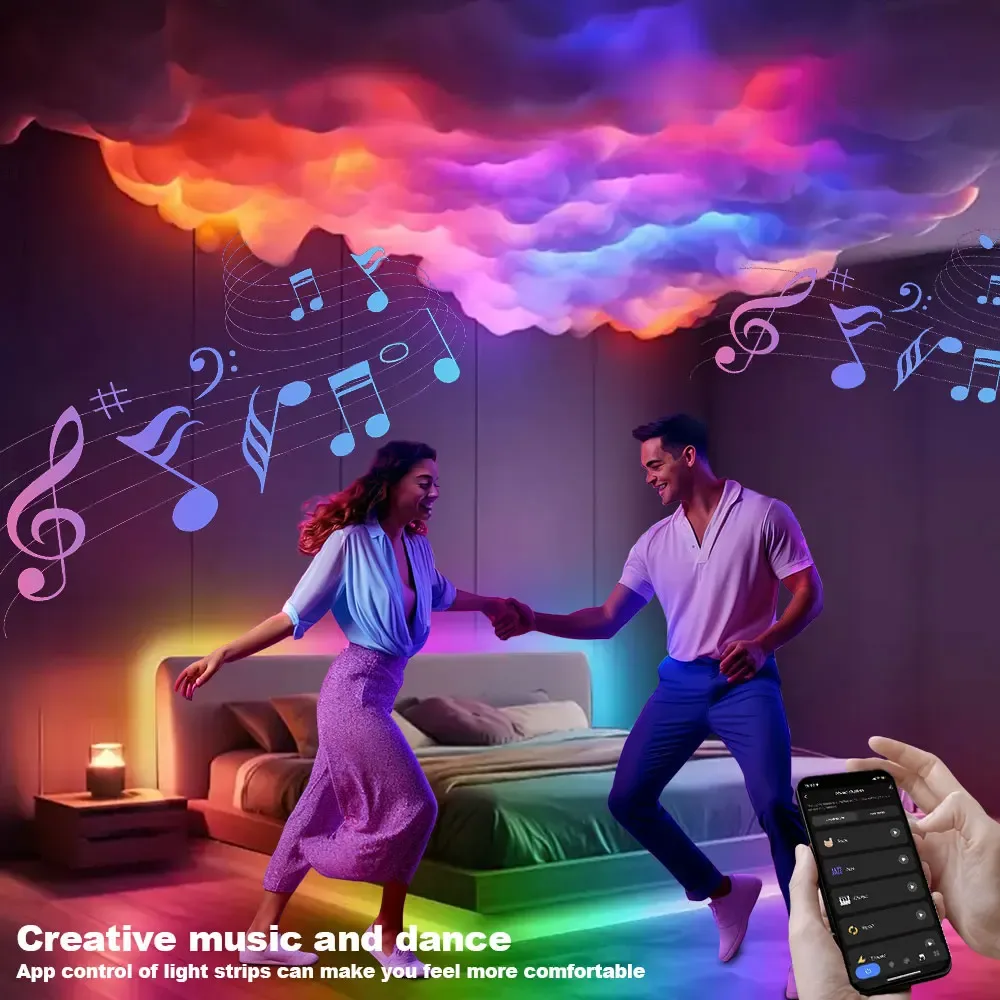Luminaire LED Nuage 3D Intelligent avec Effet Éclair et Synchronisation Musicale - Image 4
