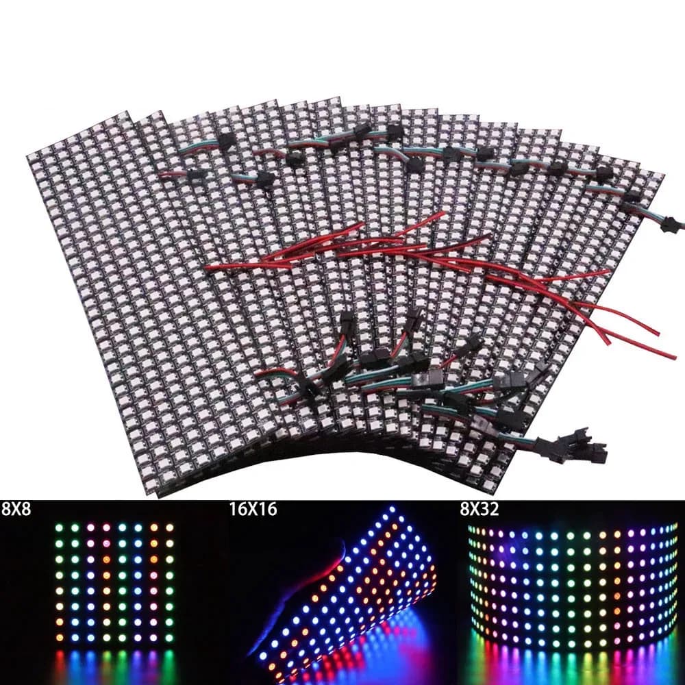 Panneau Matrice LED RGB Flexible WS2812B Adressable Individuellement - DC5V - Image 1