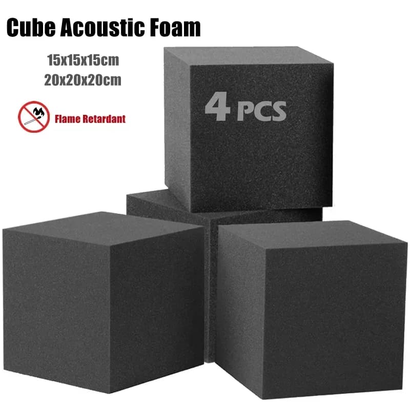 Lot de 4 Cubes Acoustiques 20x20x20 cm - Pièges à Basses en Mousse Polyuréthane pour Studio d'Enregistrement - Image 1
