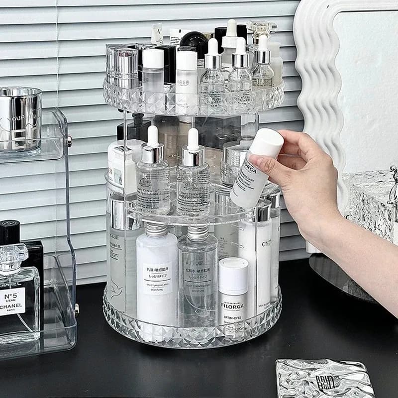 Organisateur de cosmétiques rotatif à 360° avec niveaux réglables